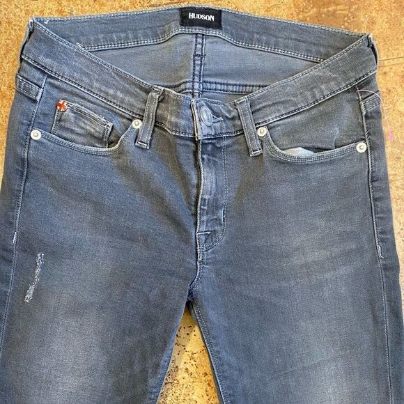 Hudson krista super skinny grey distressed ankle cropped jeans - Picture 4 of 8